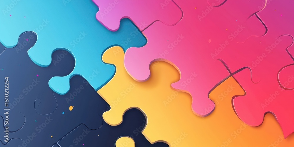 Poster puzzle of collaboration: interlocking pieces of a puzzle represent the seamless synergy and problem-