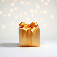 A beautiful golden gift box design with a white background color.