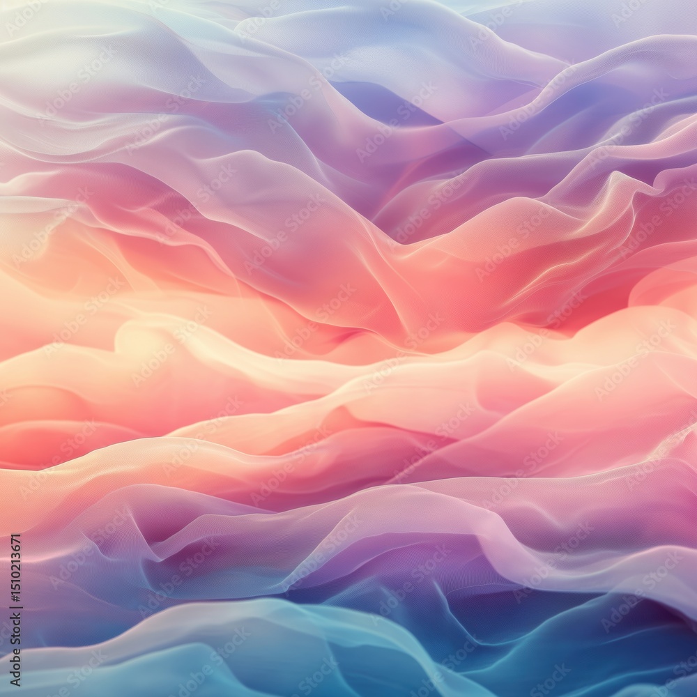 Poster soft pastel waves of fabric creating a dreamy abstract background