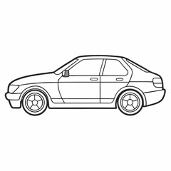 car outline vector on white background