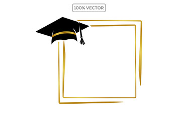 Graduation Hat with frame isolated on transparent background. Congrats Graduates concept.