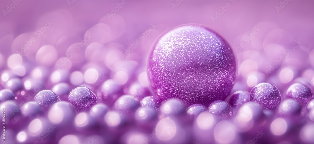 Poster shimmering purple spheres on soft bokeh background creating dreamy atmosphere