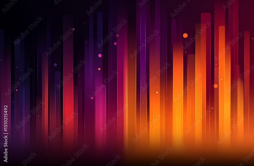 Poster abstract gradient background with purple and orange tones, featuring vertical lines of different thi