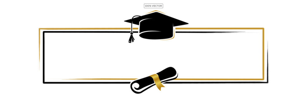 2025 Graduation Hat with frame isolated on transparent background.