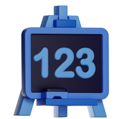 A 3D digital learning board with numbered display, ideal for educational technology promotions and online learning platforms.
