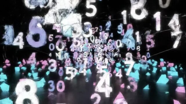 Abstract background design with numbers and abstract elements for use in science, IT, mathematics and structural modeling projects.