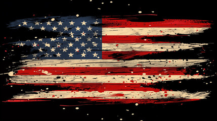 Grunge american flag on black baground