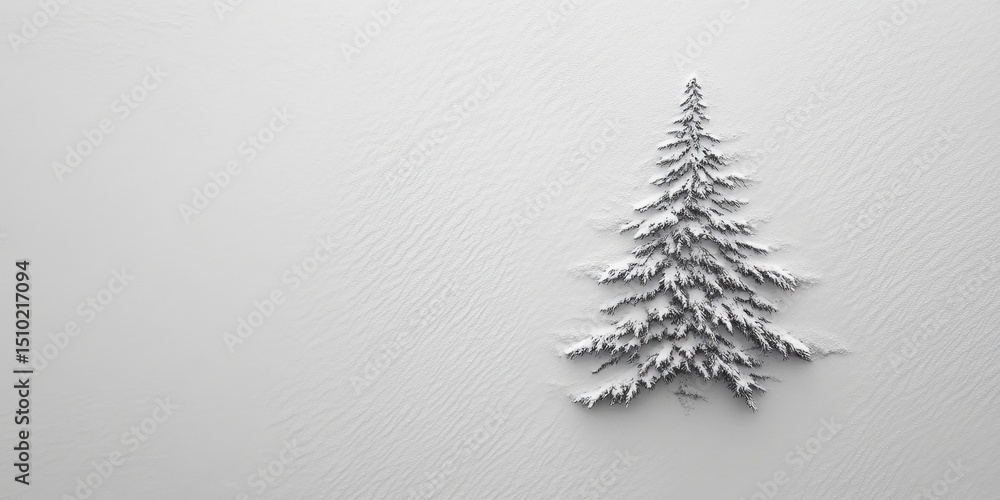 Poster solitary pine: a minimalist image of a textured single pine tree. with all branches captured to show
