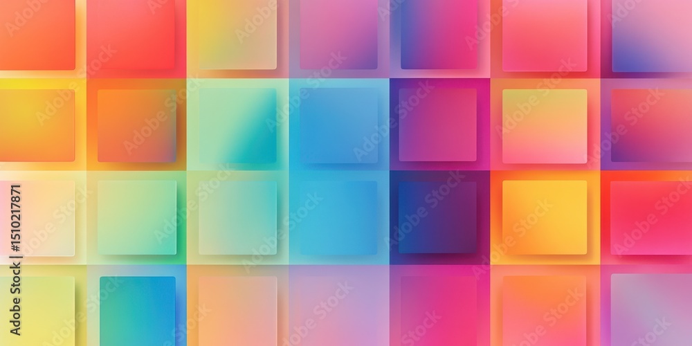 Poster colorful square mosaic: a vibrant and dynamic pattern of colorful squares creates a visually engagin