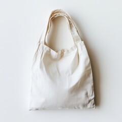 Minimalist White Canvas Tote Bag on Plain White Background