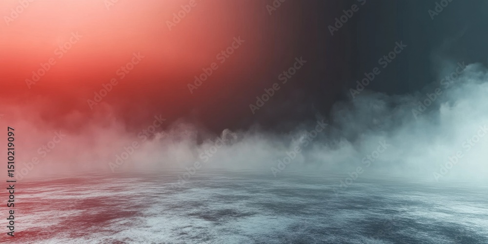 Poster mystical vaporscape: an ethereal mist floats across an expansive plane, illuminated by a gradient of
