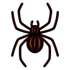 Detailed vector illustration of a dark brown spider with a stylized, almost tribal design, suitable for Halloween or gothic-themed projects.