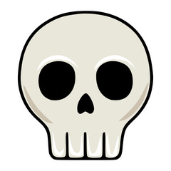 Cute cartoon vector skull illustration with simplified features, black eyes, and a minimalist design, perfect for Halloween-themed projects or playful designs.