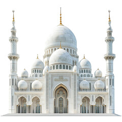Fototapeta premium Front view of the Grand Mosque of Paris isolated on a white transparent background