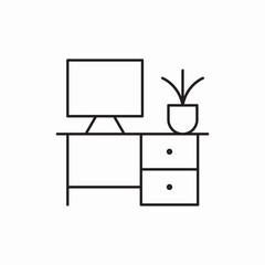 Office desk workspace icon vector sign