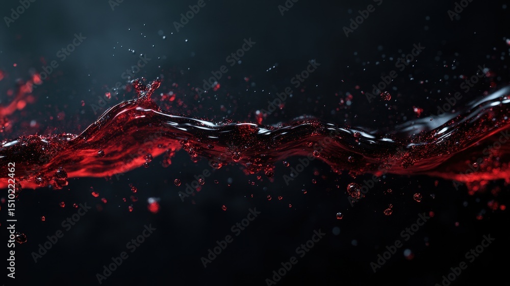 Poster splashing red water: dynamic splash of red liquid against a deep background, creating a captivating 