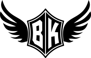 BK logo emblem with winged and shield template