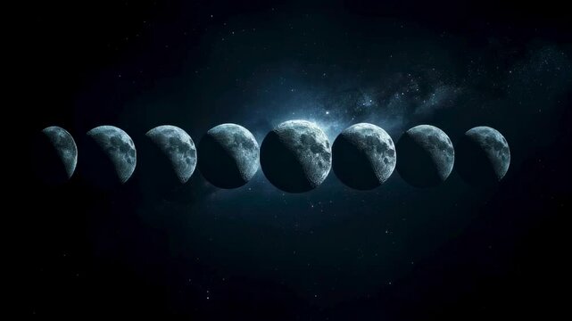 Celestial Moon Phases A Complete Lunar Cycle in Space
