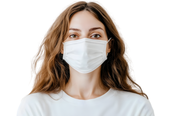 Portrait of a young woman in a medical mask isolated transparent background. Ai Generated Images