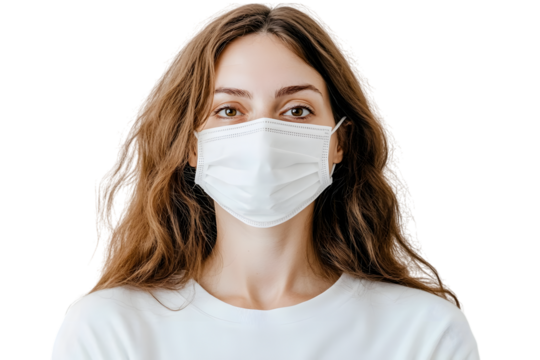 Portrait of a young woman in a medical mask isolated transparent background. Ai Generated Images