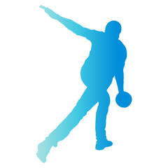 Bowling Player Silhouette. Vector Illustration in Gradient Color Design.