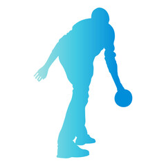 Bowling Player Silhouette. Vector Illustration in Gradient Color Design.