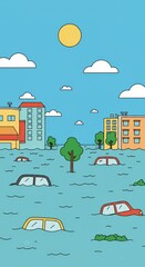 Submerged City: A Flooded Urban Landscape