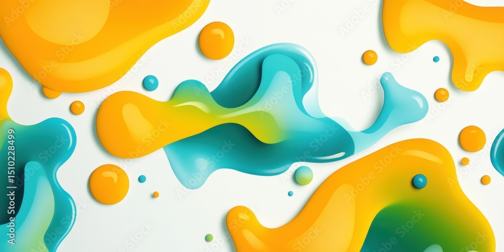 Poster abstract liquid art: vibrant and dynamic liquid art with flowing shapes and contrasting colors, crea