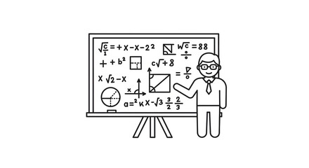 Teacher Explaining Mathematical Equations on Whiteboard in Classroom