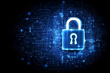 A digital blue circuit board with white padlock icons and security symbols, representing the concept of network complexity in cyber attack intelligence
