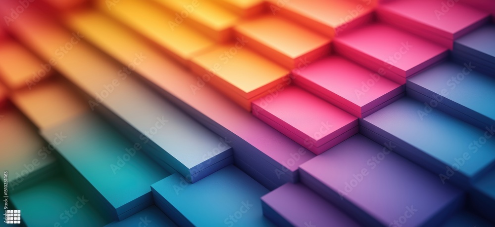Poster colorful gradient abstract background with layered geometric shapes and depth