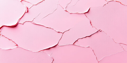 close up of cracked pink paint texture with peeling layers and detailed surface patterns on a flat background