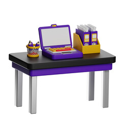 Detailed 3D illustration of lab tools including test tubes, beakers, and laboratory instruments for scientific visualization.