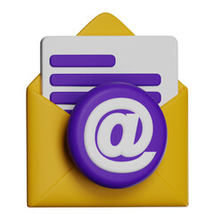 Icon of an email envelope with @ symbol, ideal for communication, messaging, and digital correspondence promotions.