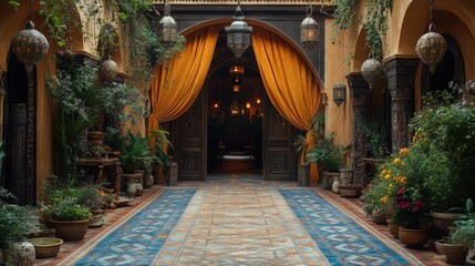 Elegant interior courtyard with intricate details