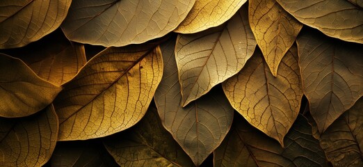 Golden textured leaves background showcasing intricate details and natural beauty