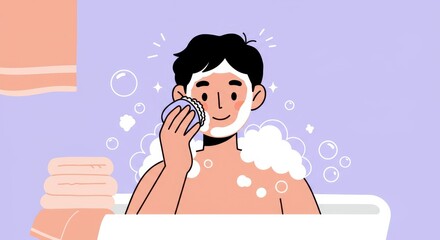 Man Enjoying a Relaxing Bath Time Routine