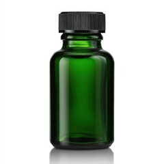Green Glass Bottle with Black Cap Mockup Product Packaging Design Template