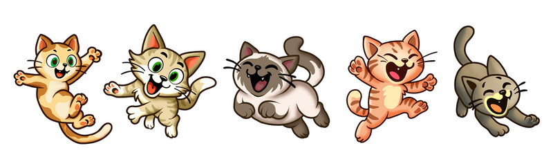 clipart illustration of cartoon funny cats