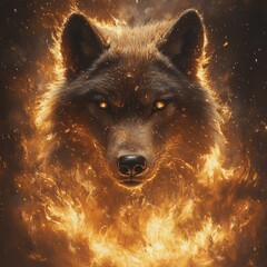 Fiery Wolf Portrait (1)