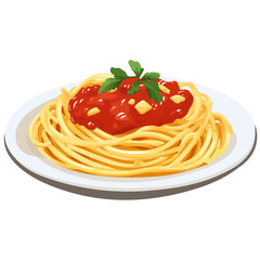 2D flat Spaghetti With Sauce vector illustration, isolated on a white background.