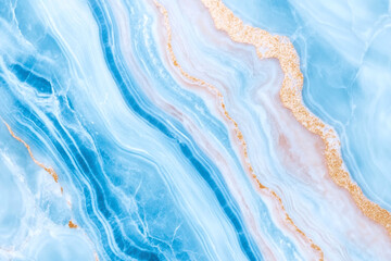 Fototapeta premium Abstract blue marble background with gold veins showcasing luxurious mineral texture and vibrant swirling patterns