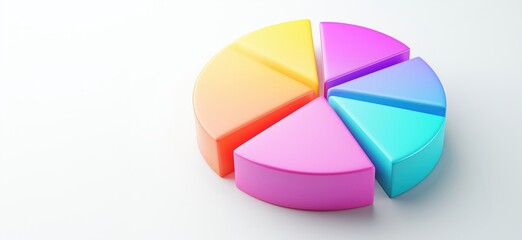 Obraz premium Colorful 3D Pie Chart Representing Data Segmentation and Analysis