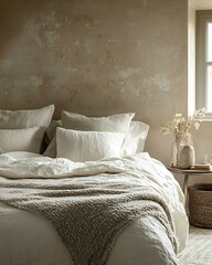 Champagne Pearl Gradient Wallpaper creating a tranquil romantic atmosphere in a private sleeping space Soft Glamorous Minimalism Pearlescent Calm Interior Walls