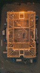 Aerial View of a House Under Construction