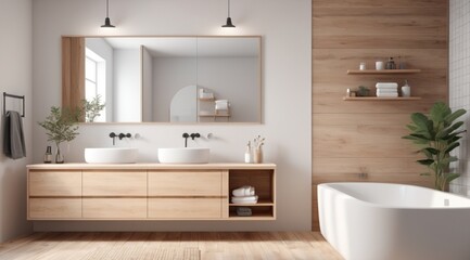 Fototapeta premium modern bathroom with white bathtub