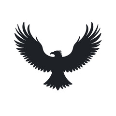 Obraz premium Silhouette of a Majestic Eagle with Wings Spread Wide, a Powerful Bird of Prey Illustration