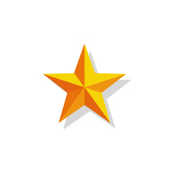 Golden Star with Geometric Facets and Shadow, a Simple Vector Graphic Illustration
