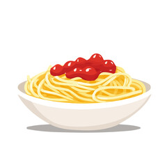 2D flat vector illustration of Spaghetti With Sauce, isolated on a white background.