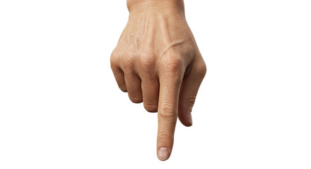 Hand points directly downwards isolated view